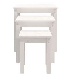 Tables gigognes 3 pcs Blanc Bois de pin massif