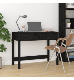 Bureau avec tiroirs Noir 100x50x78 cm Bois massif de pin