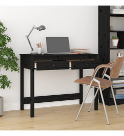 Bureau avec tiroirs Noir 100x50x78 cm Bois massif de pin