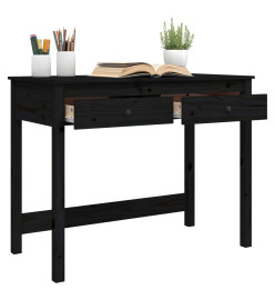 Bureau avec tiroirs Noir 100x50x78 cm Bois massif de pin