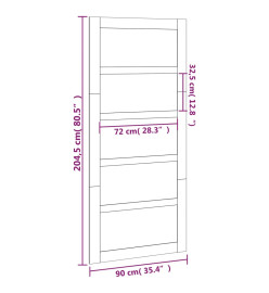 Porte de grange 90x1,8x204,5 cm Bois massif de pin