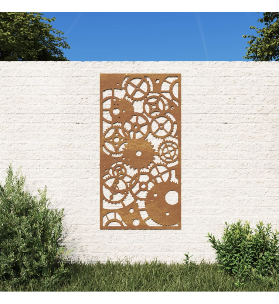 Décoration murale jardin 105x55 cm design de roue dentée