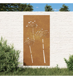 Décoration murale jardin 105x55 cm acier corten design de fleur