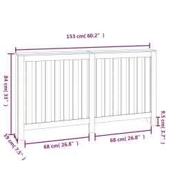 Cache-radiateur 153x19x84 cm Bois massif de pin