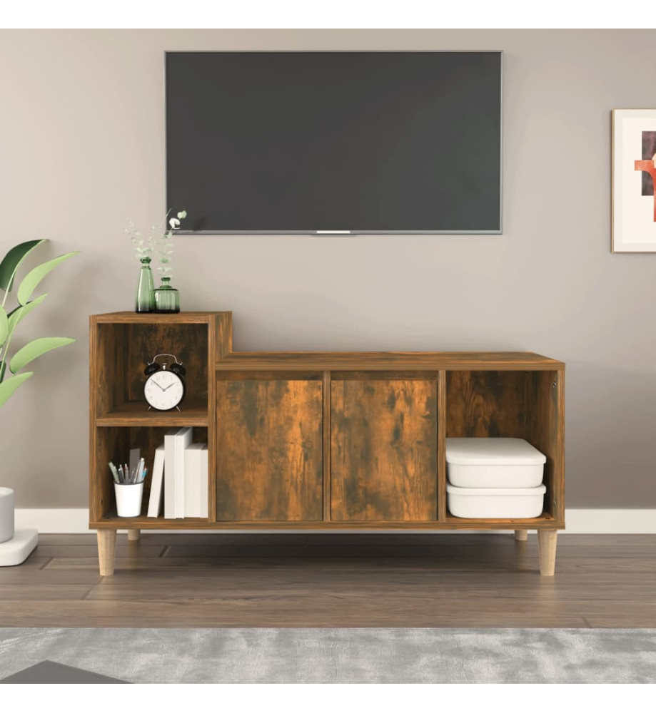 Meuble TV Chêne fumé 100x35x55 cm Bois d'ingénierie