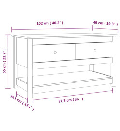 Table basse Noir 102x49x55 cm Bois massif de pin