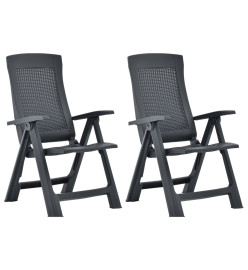 Chaises inclinables de jardin 2 pcs Plastique Anthracite