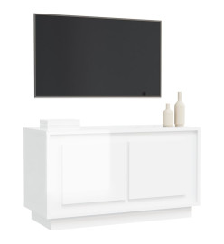 Meuble TV blanc brillant 80x35x45 cm bois d'ingénierie