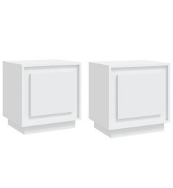 Tables de chevet 2 pcs blanc 44x35x45 cm bois d'ingénierie