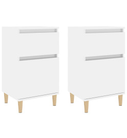 Tables de chevet 2 pcs blanc brillant 40x35x70 cm