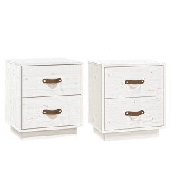 Tables de chevet 2 pcs Blanc 40x34x45 cm Bois de pin massif