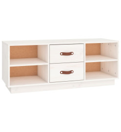 Meuble TV Blanc 100x34x40 cm Bois de pin massif