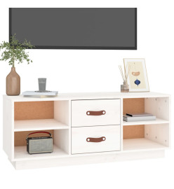 Meuble TV Blanc 100x34x40 cm Bois de pin massif