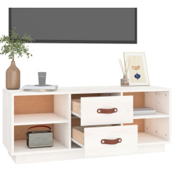 Meuble TV Blanc 100x34x40 cm Bois de pin massif