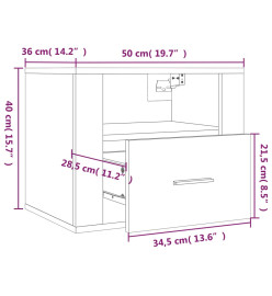 Tables de chevet murales 2 pcs Blanc 50x36x40 cm