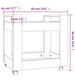 Chariot de bureau Blanc brillant 60x45x60 cm Bois d'ingénierie