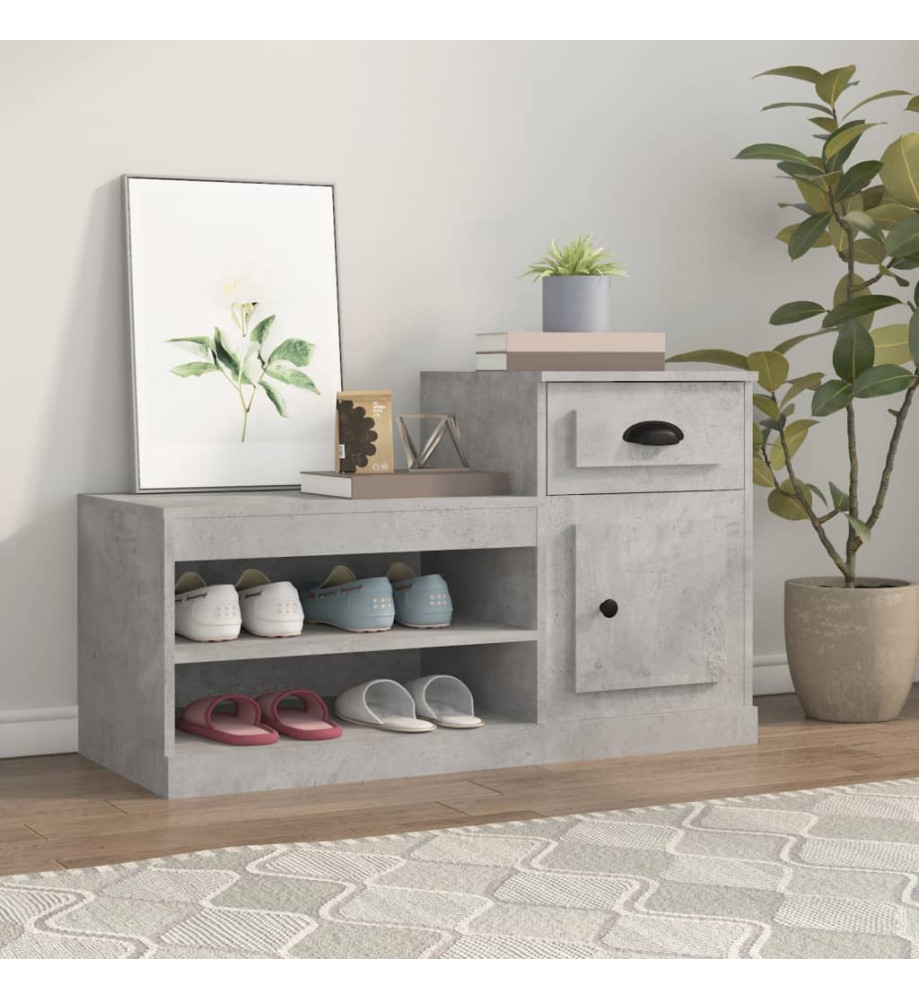 Armoire à chaussures gris béton 100x42x60 cm bois d'ingénierie