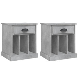 Tables de chevet 2 pcs gris béton 43x36x50 cm