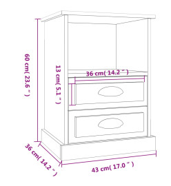 Tables de chevet 2 pcs chêne fumé 43x36x60 cm