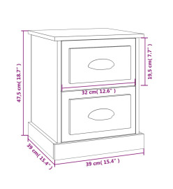 Tables de chevet 2pcs chêne marron 39x39x47,5cm bois ingénierie