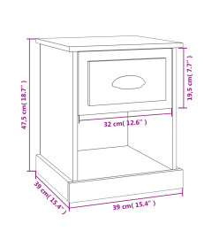 Tables de chevet 2 pcs blanc brillant 39x39x47,5 cm