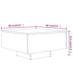 Table basse Chêne fumé 60x60x31,5 cm Bois d'ingénierie