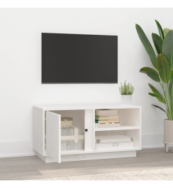 Meuble TV Blanc 80x35x40,5 cm Bois de pin massif