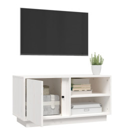 Meuble TV Blanc 80x35x40,5 cm Bois de pin massif