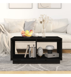 Table basse Noir 80x50x40 cm Bois massif de pin