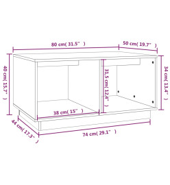 Table basse Noir 80x50x40 cm Bois massif de pin