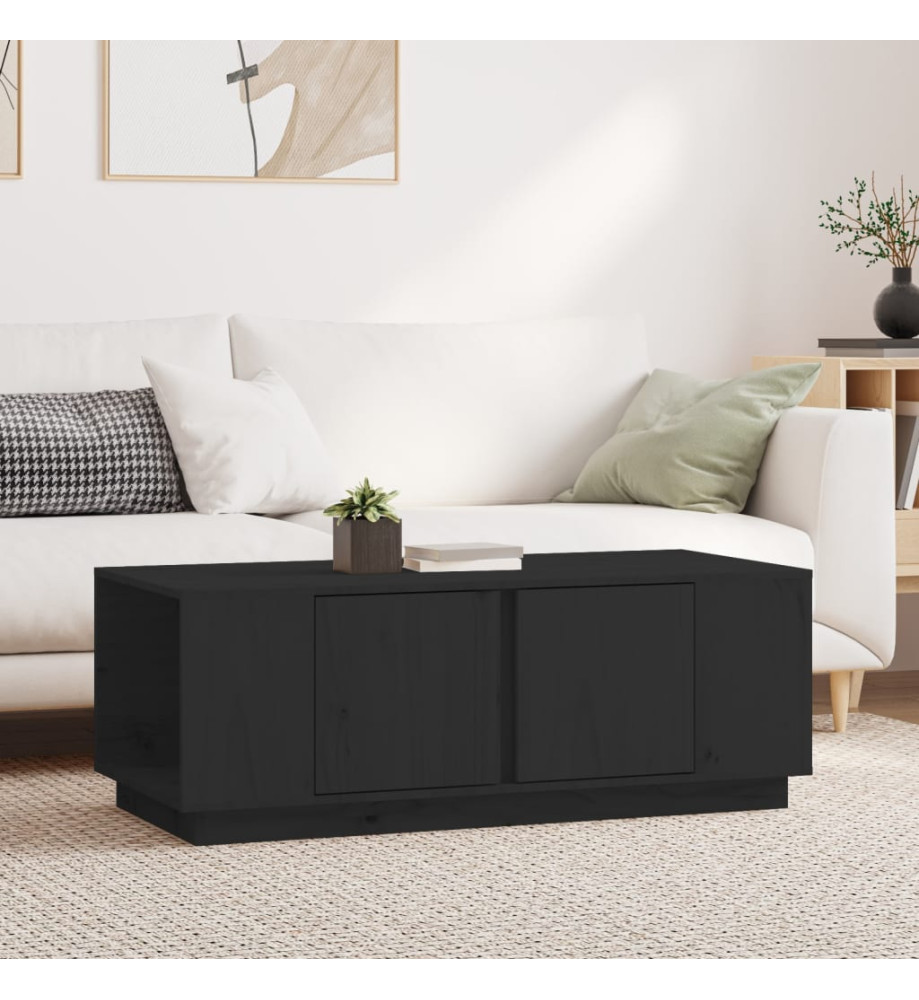 Table basse Noir 110x50x40 cm Bois massif de pin