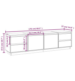 Meuble TV Gris 176x37x47,5 cm Bois de pin massif