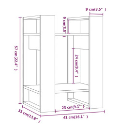 Bibliothèque/Séparateur de pièce Gris 41x35x57 cm Pin solide