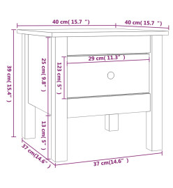 Table d'appoint Noir 40x40x39 cm Bois massif de pin