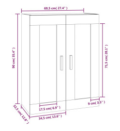 Armoire murale Gris béton 69,5x32,5x90 cm Bois d'ingénierie