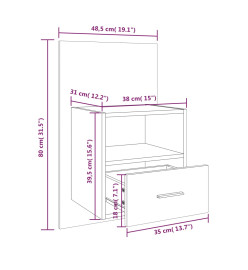 Table de chevet murale Blanc