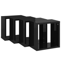 Étagères cube murales 4 pcs Noir brillant 26x15x26 cm