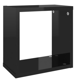 Étagères cube murales 4 pcs Noir brillant 26x15x26 cm