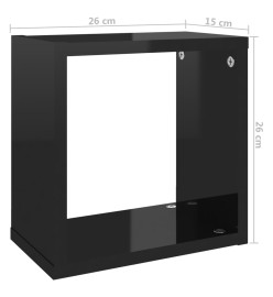 Étagères cube murales 4 pcs Noir brillant 26x15x26 cm