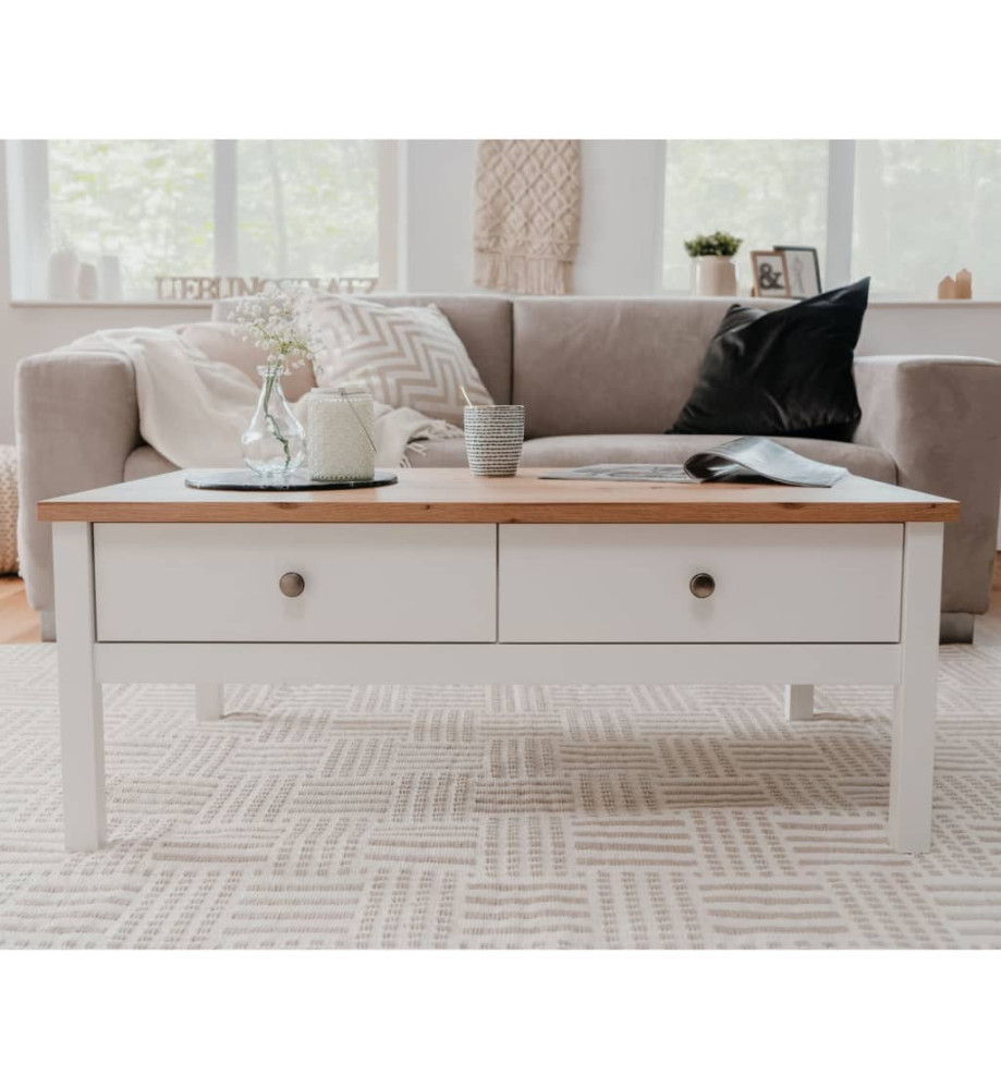 Finori Table basse Bergen 56A Blanc et chêne artisanal