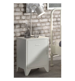 Vipack Table de chevet avec porte Bronxx Métal Blanc mat