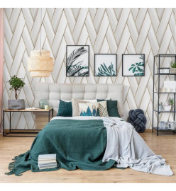 DUTCH WALLCOVERINGS Papier peint Geometric Blanc et doré