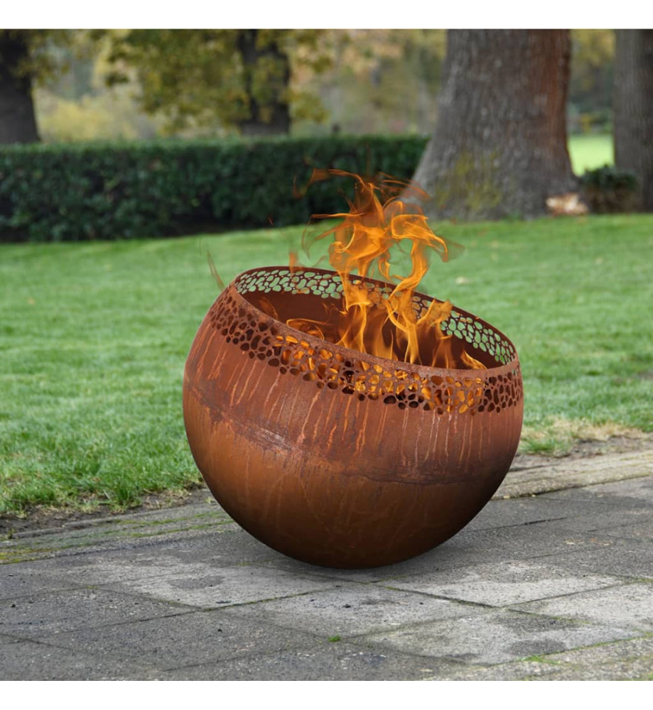 Esschert Design Bol à feu boule moucheté Rouille