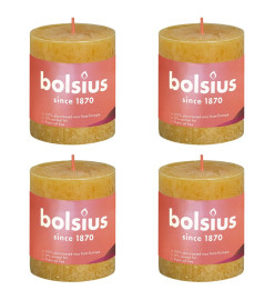 Bolsius Bougies pilier rustiques 4 pcs 80x68 mm Jaune nid d'abeilles