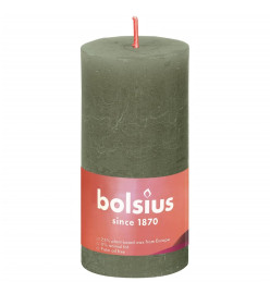 Bolsius Bougies pilier rustiques Shine 8 pcs 100x50 mm Vert olive