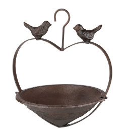 HI Mangeoire à oiseaux en forme de cœur 22 cm Marron