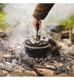 Esschert Design Jeu d'ustensiles de cuisine d'extérieur sept pièces Noir