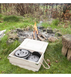 Esschert Design Jeu d'ustensiles de cuisine d'extérieur sept pièces Noir