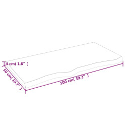 Étagère murale gris foncé 100x50x4 cm bois chêne massif traité