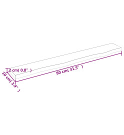 Étagère murale gris foncé 80x10x2 cm bois chêne massif traité